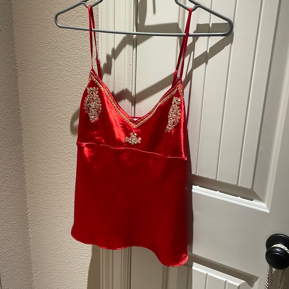 Red satin top